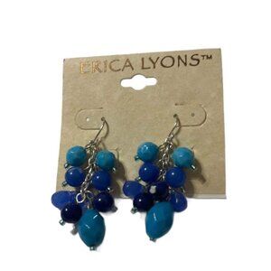 Blue Beaded Dangle Earrings